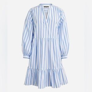 J. Crew Tall Tiered cotton poplin mini dress BP853 Barrie stripe XS XST